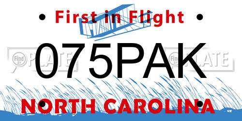 075PAK North Carolina License Plate