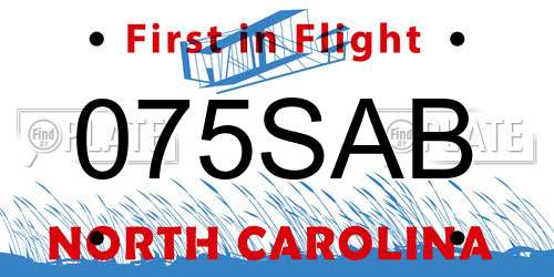 075SAB North Carolina License Plate