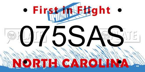 075SAS North Carolina License Plate
