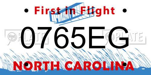 0765EG North Carolina License Plate