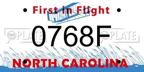 0768F North Carolina License Plate