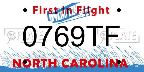 0769TF North Carolina License Plate