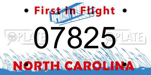 07825 North Carolina License Plate