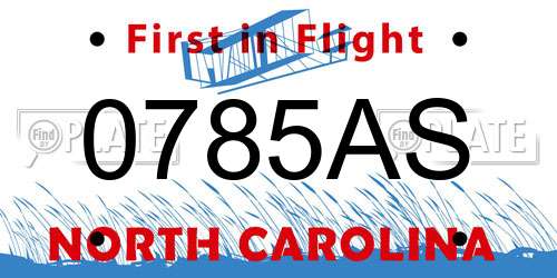 0785AS North Carolina License Plate