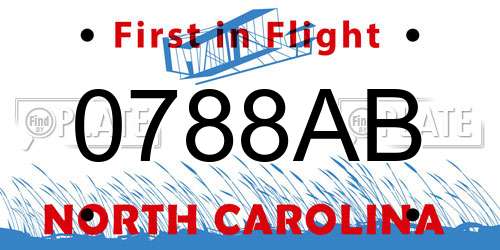 0788AB North Carolina License Plate