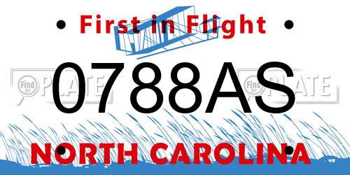 0788AS North Carolina License Plate