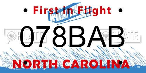 078BAB North Carolina License Plate