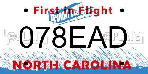 078EAD North Carolina License Plate