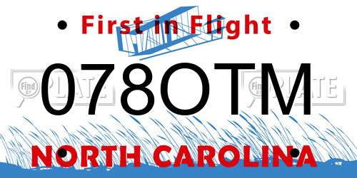 078OTM North Carolina License Plate