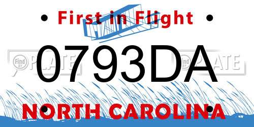0793DA North Carolina License Plate