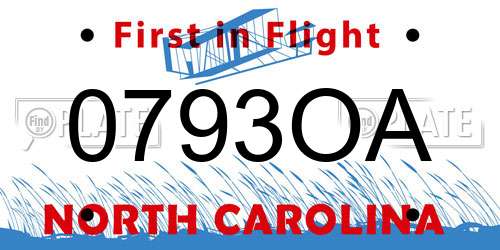 0793OA North Carolina License Plate