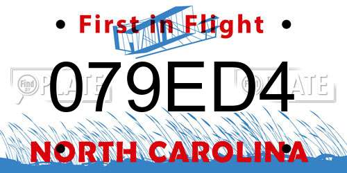 079ED4 North Carolina License Plate