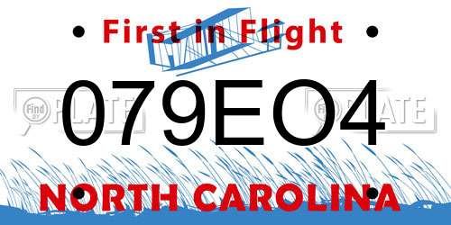 079EO4 North Carolina License Plate