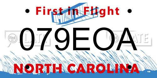 079EOA North Carolina License Plate