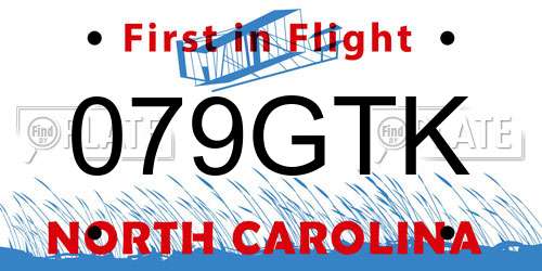 079GTK North Carolina License Plate