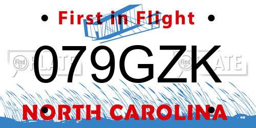079GZK North Carolina License Plate