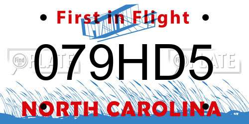 079HD5 North Carolina License Plate