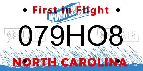 079HO8 North Carolina License Plate