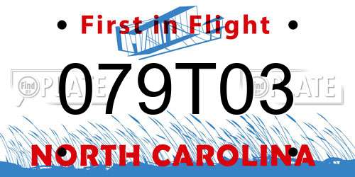 079T03 North Carolina License Plate