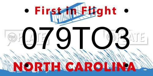 079TO3 North Carolina License Plate