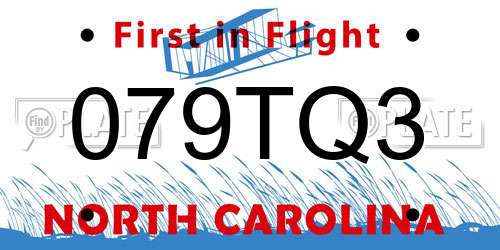 079TQ3 North Carolina License Plate