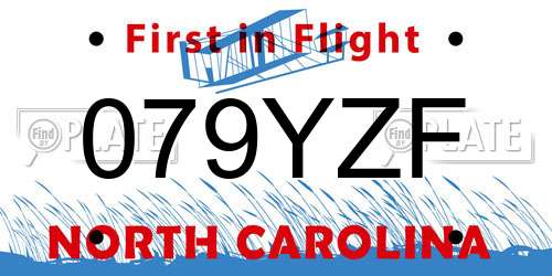 079YZF North Carolina License Plate
