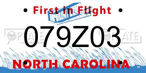 079Z03 North Carolina License Plate