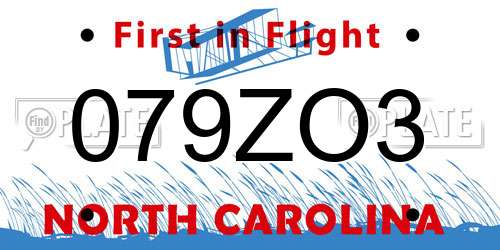 079ZO3 North Carolina License Plate
