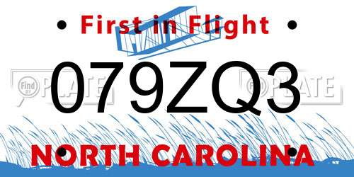 079ZQ3 North Carolina License Plate
