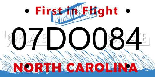 07DO084 North Carolina License Plate