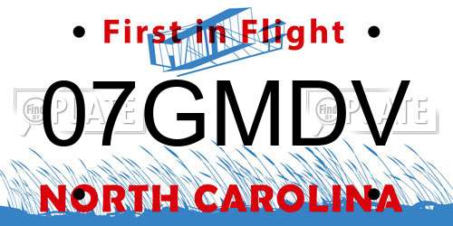 07GMDV North Carolina License Plate