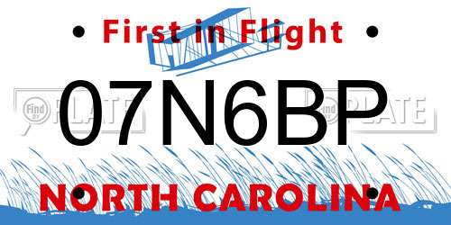 07N6BP North Carolina License Plate
