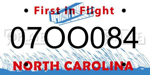07OO084 North Carolina License Plate