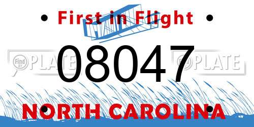 08047 North Carolina License Plate