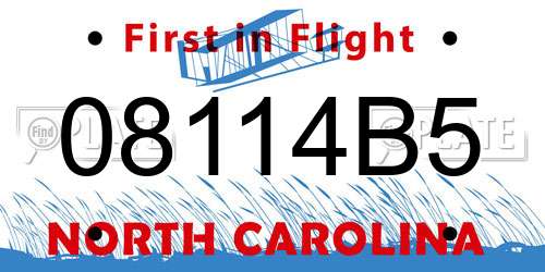 08114B5 North Carolina License Plate