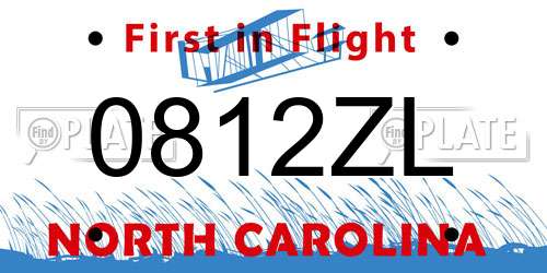 0812ZL North Carolina License Plate