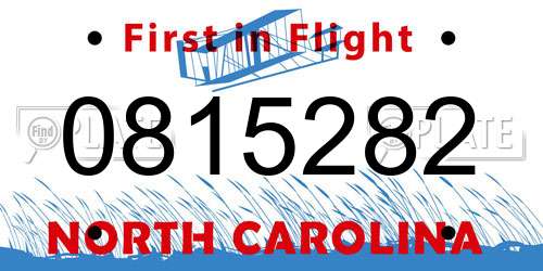 0815282 North Carolina License Plate