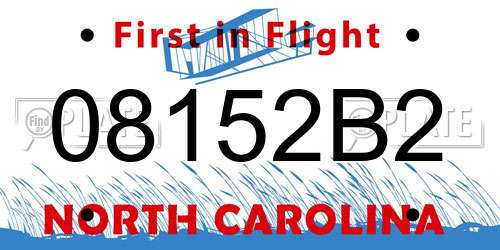 08152B2 North Carolina License Plate