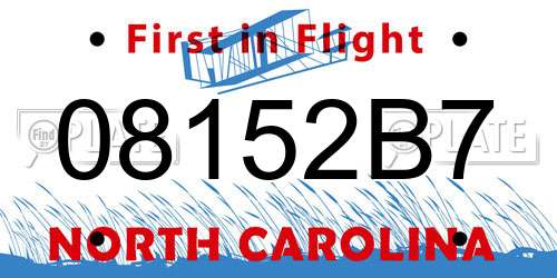 08152B7 North Carolina License Plate