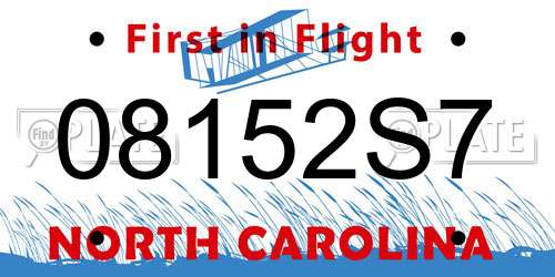 08152S7 North Carolina License Plate