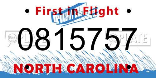 0815757 North Carolina License Plate