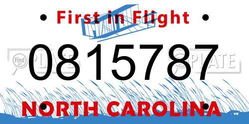 0815787 North Carolina License Plate