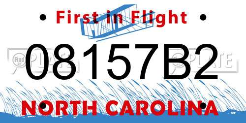 08157B2 North Carolina License Plate