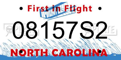 08157S2 North Carolina License Plate
