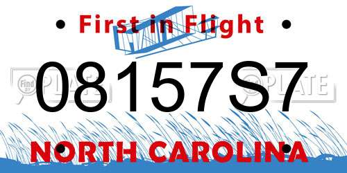 08157S7 North Carolina License Plate