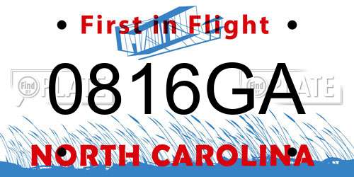 0816GA North Carolina License Plate
