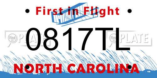 0817TL North Carolina License Plate