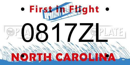 0817ZL North Carolina License Plate
