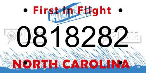0818282 North Carolina License Plate