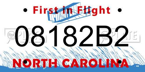 08182B2 North Carolina License Plate